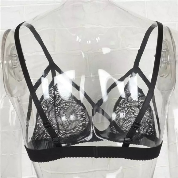 Black Lace Double Strap Wire Free Bra NWT - Picture 6 of 8